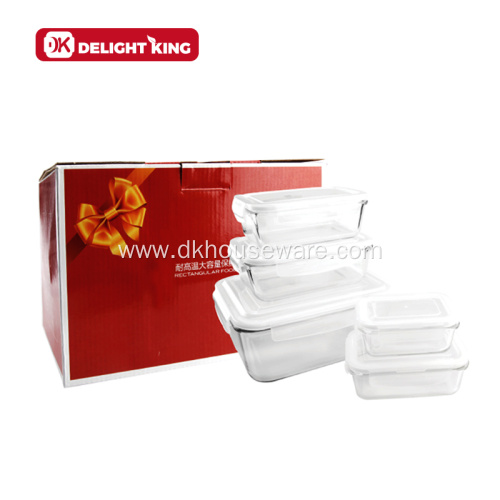 Glass Food Containers Set with Pushing Vent